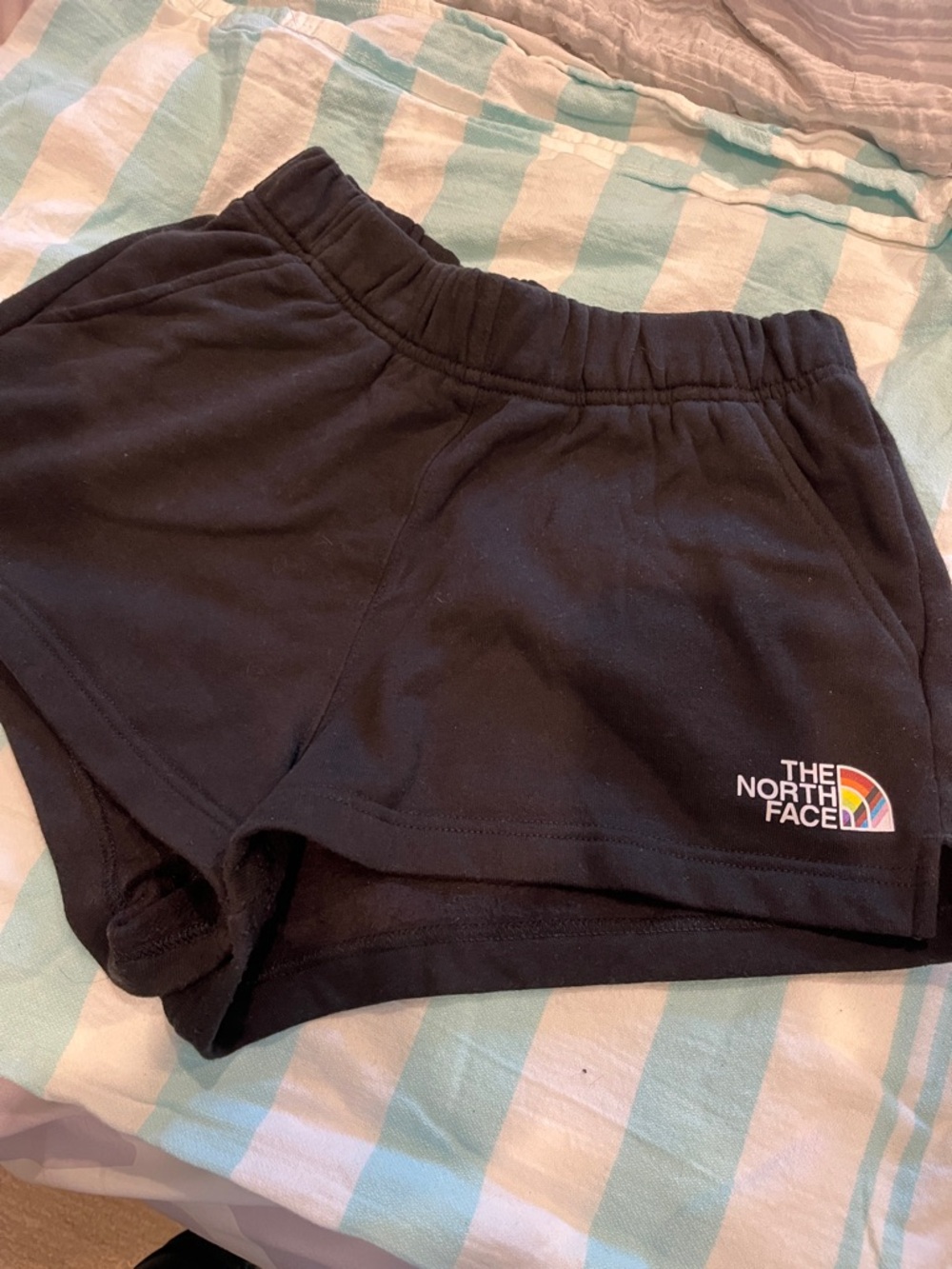 The North Face Black Women's Athletic Shorts with Rainbow Logo